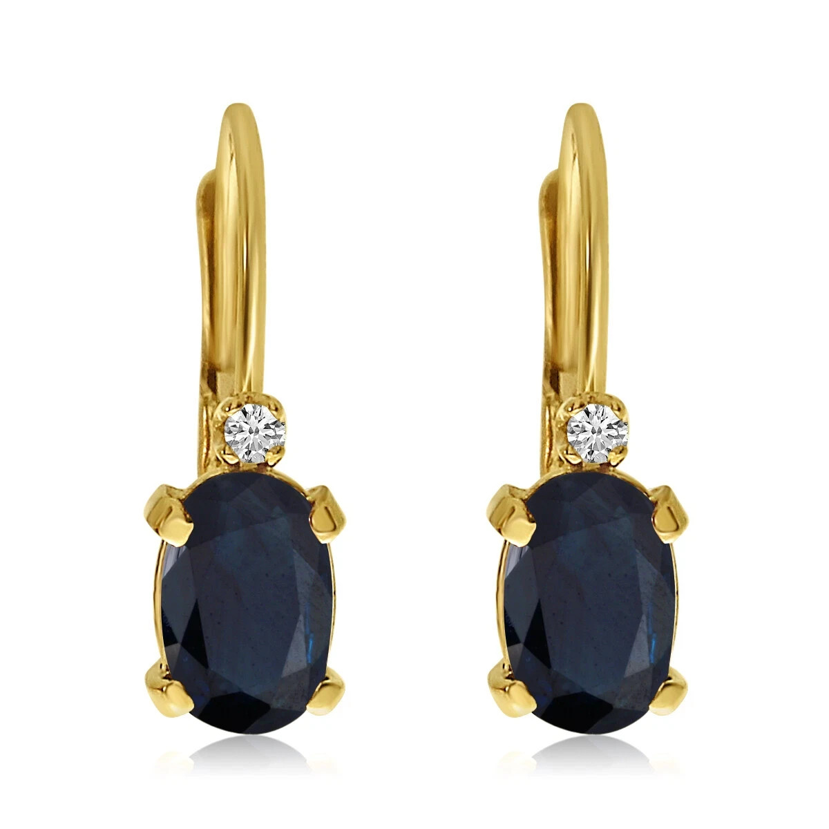 3.29 Ct Oval Cut Blue Sapphire Earrings Gift Earrings 14K Yellow Gold