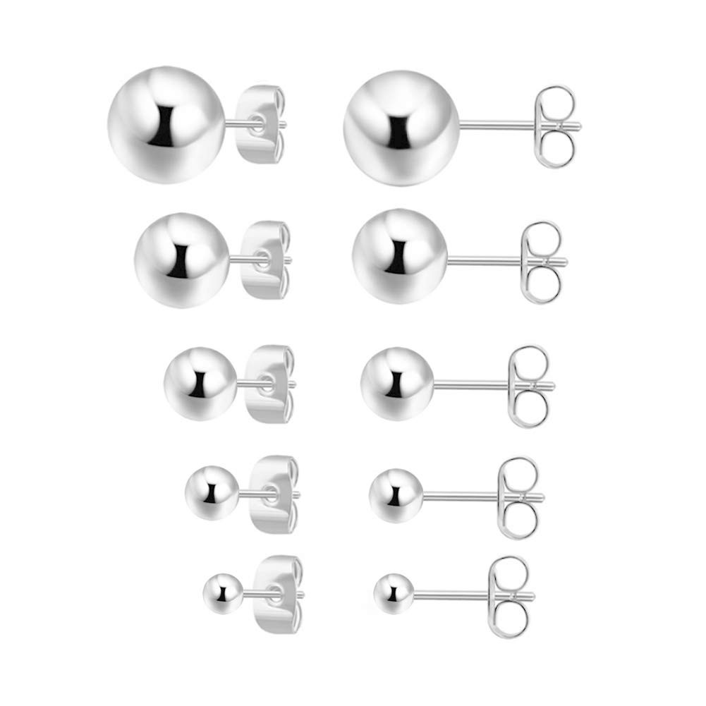 Small Silver Stud Earrings for Women: Hypoallergenic Sterling Silver Round Ba…