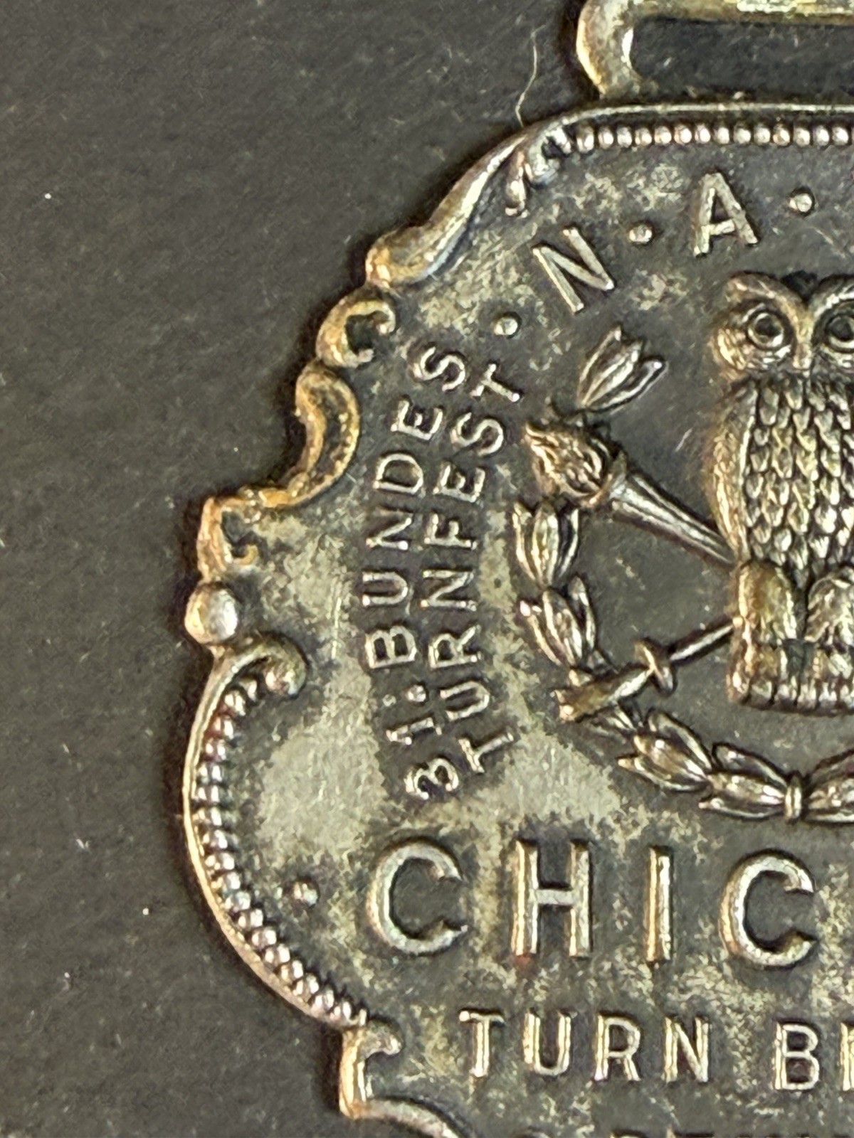 1913 National Gymnastics Bundes -Turnfest N.A.T.B. Festival Chicago Watch Fob