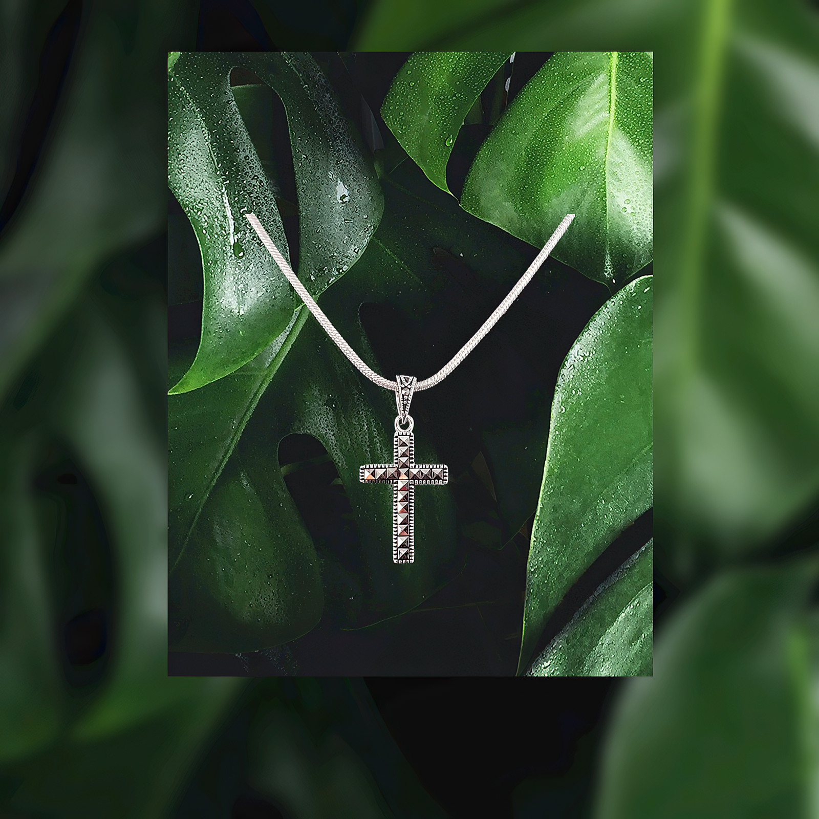 Marcasite Cross Sterling Silver Necklace