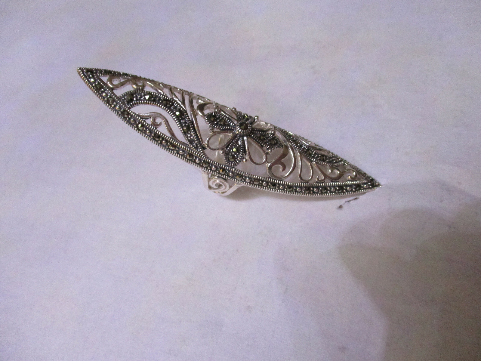 Huge Sterling Silver Ring for Woman Vintage look new style 3 inches long size 7