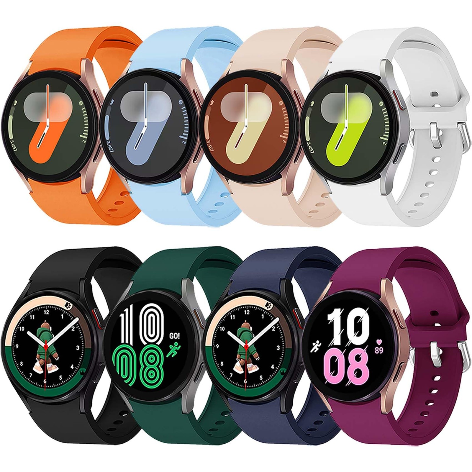 8 Pack No Gap Bands Compatible with Samsung Galaxy Watch 7 6 5 4 Band 40mm 44…