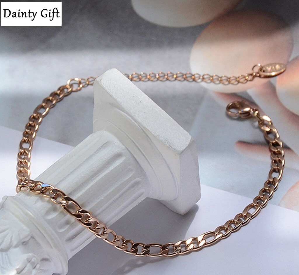 Women Girl Titanium Stainless Steel 3.5 mm Figaro Chain Anklet Bracelet 8-9.75″