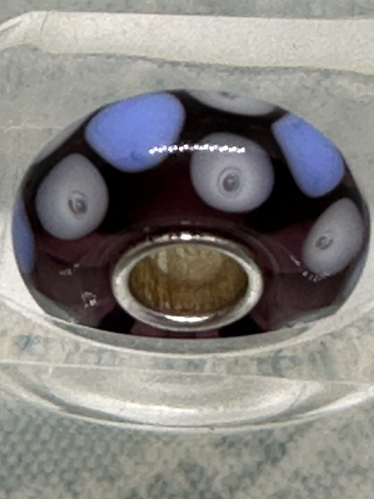 Authentic Trollbeads OOAK Light Blue and Periwinkle Boulders on Purple UU, New