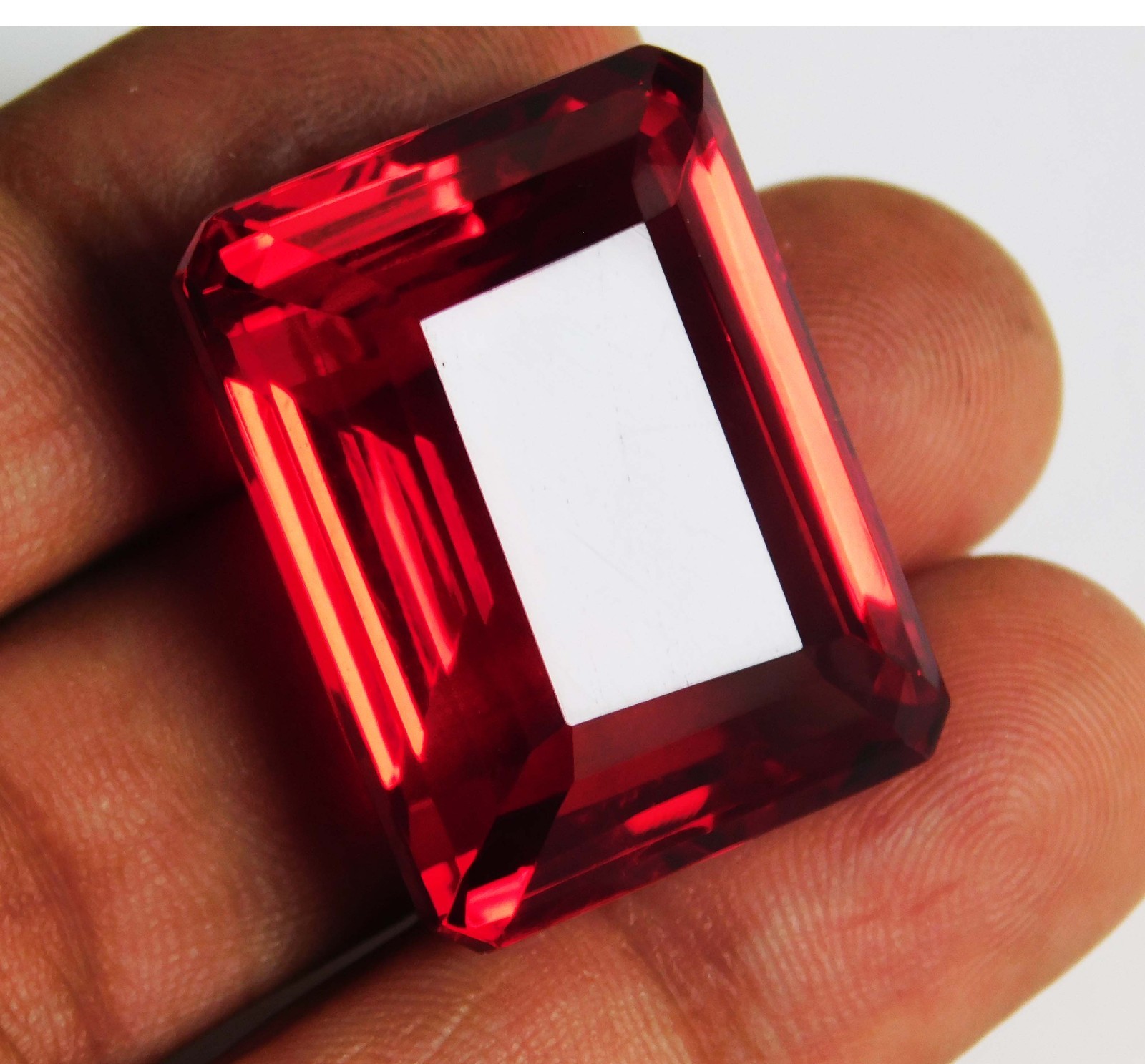 90.80cts. Natural Emerald Cut Translucent Madagascar Red Ruby Loose Gemstone