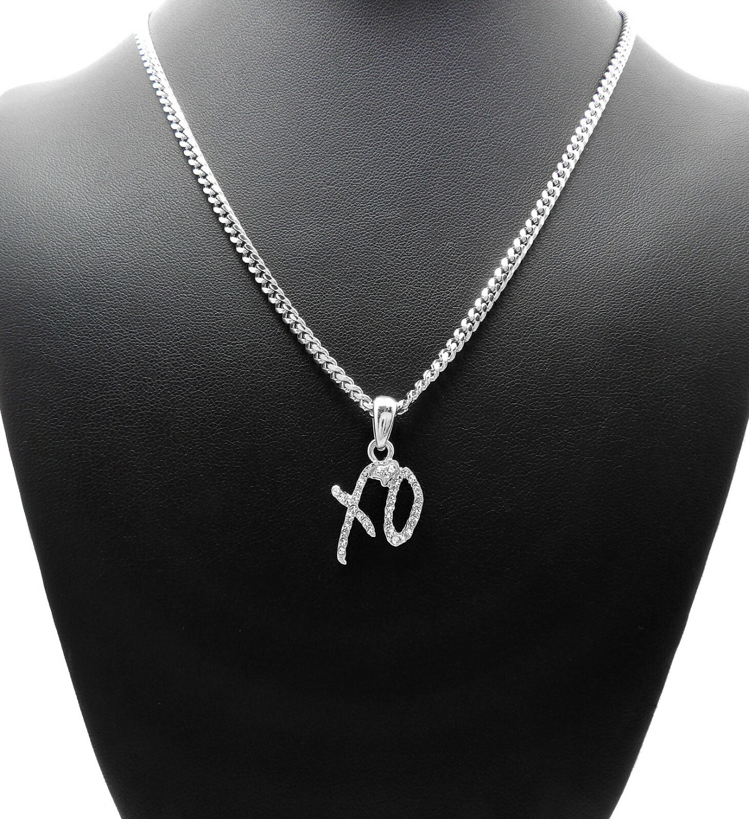 Mini Iced XO Gang Pendant 18″~24″ Box Cuban Rope Chain Stainless Steel Necklace