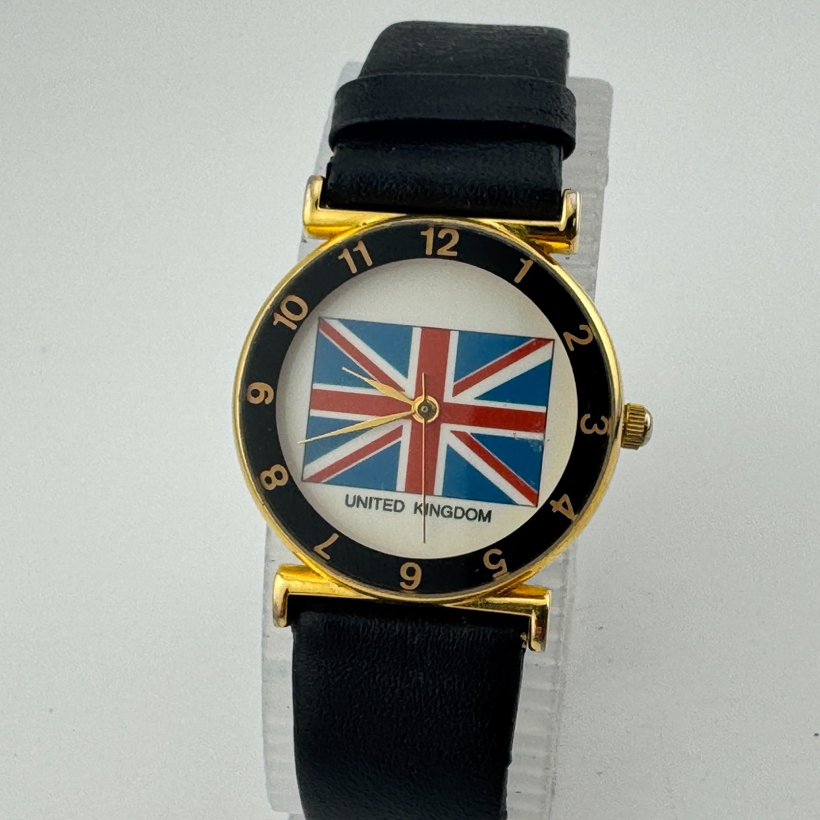 Vintage CGS United Kingdom Quartz Watch Unisex Gold Leather Analog New Battery
