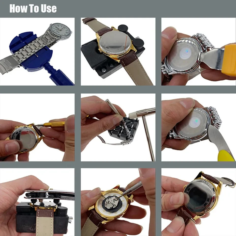 147 Pcs Watch Repair Kit Watchmaker Back Case Remover Opener Link Pin Spring Bar