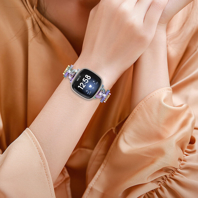 Stylish Bling Bracelet Stainless Steel Band Strap For Fitbit Versa 3/4 Sense 2