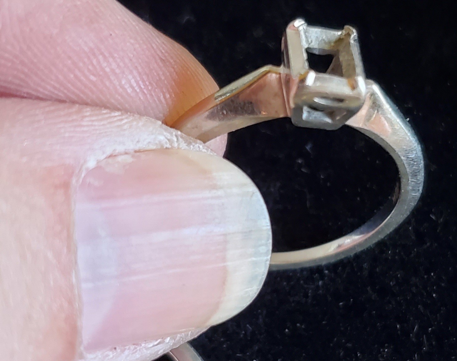 Vintage 18K White Gold Ring Lot Bands Empty Settings 4.27g Emerald Cut Signed AJ