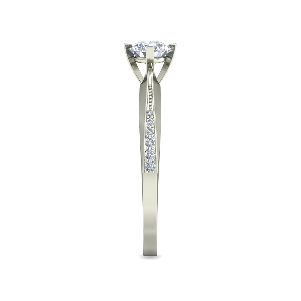 White Gold Plated 925 Sterling Silver 0.62 Ct Round Diamond Solitaire Ring Band