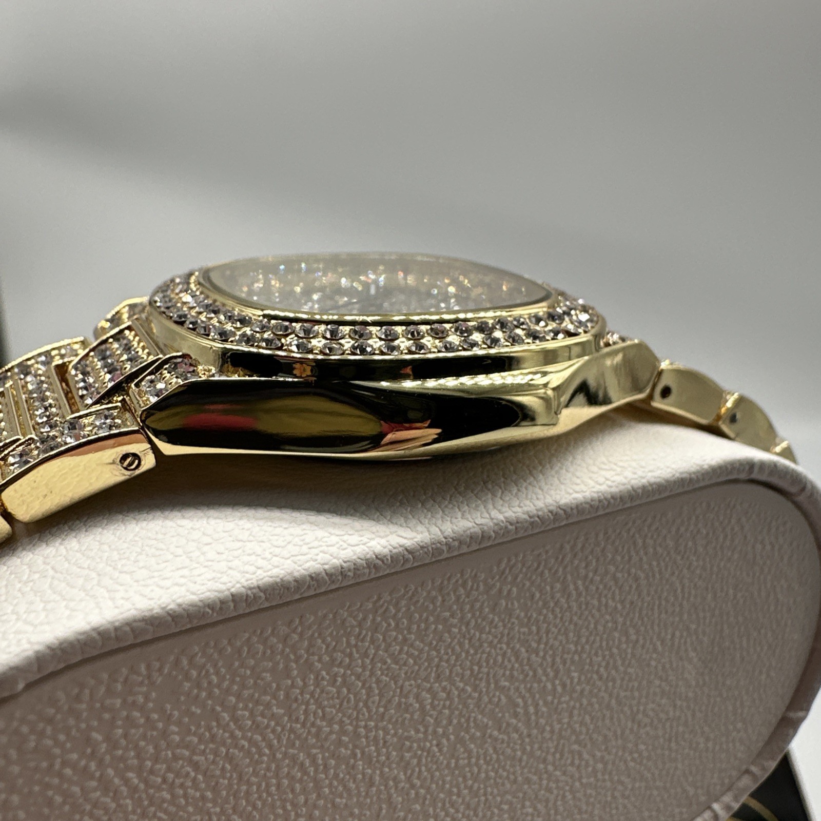 BIBI Men’s Luxury Watch Gold Tone, Iced Out Cushion Fashion Watch, 33mm,B0260