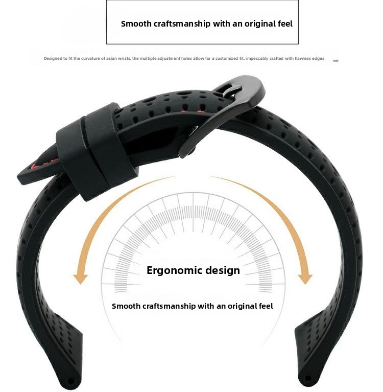 Silicone Watch Strap 20 22 24mm Waterproof Breathable Mens Sport Outdoor Band