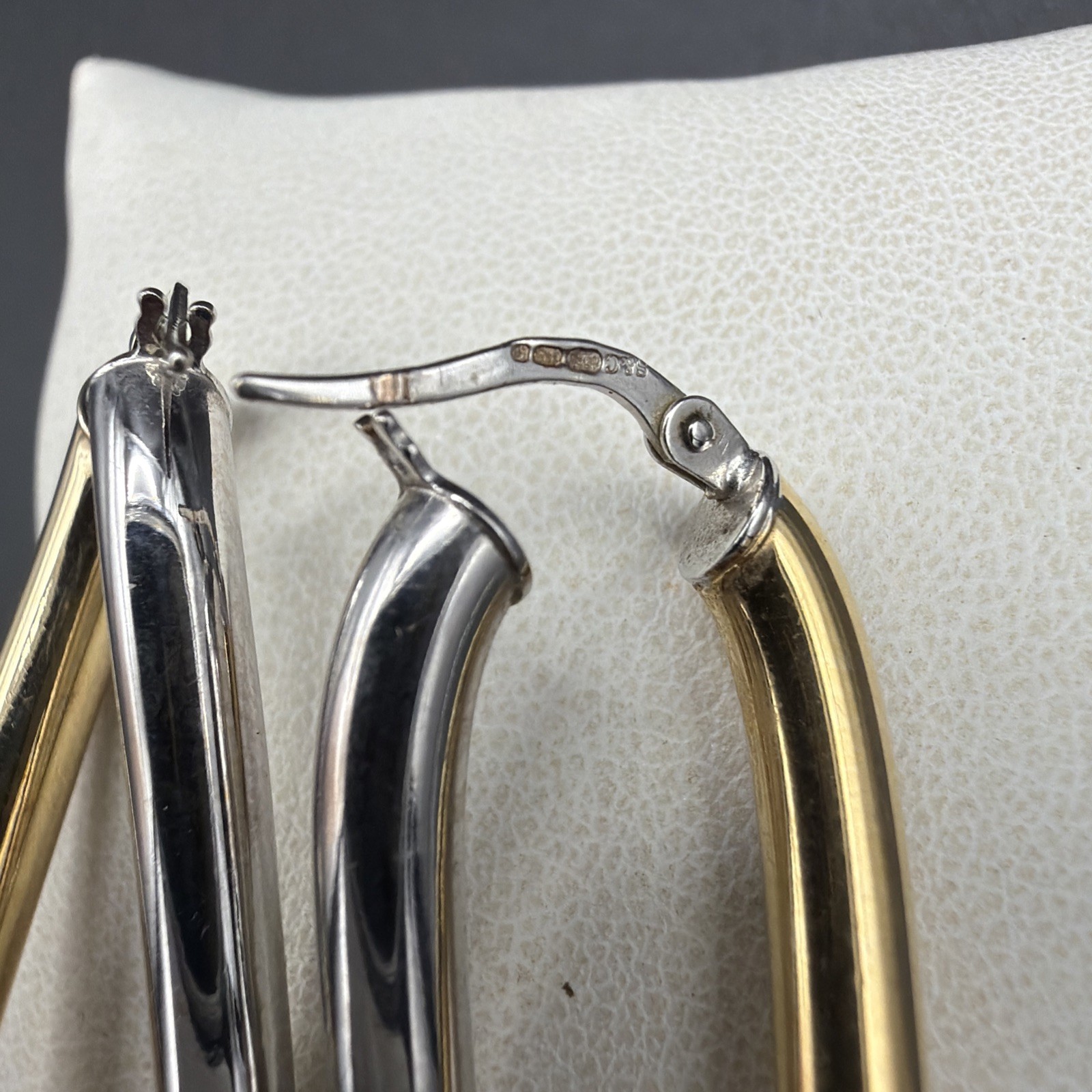 9ct Yellow And White Gold Twisted Creole Earrings