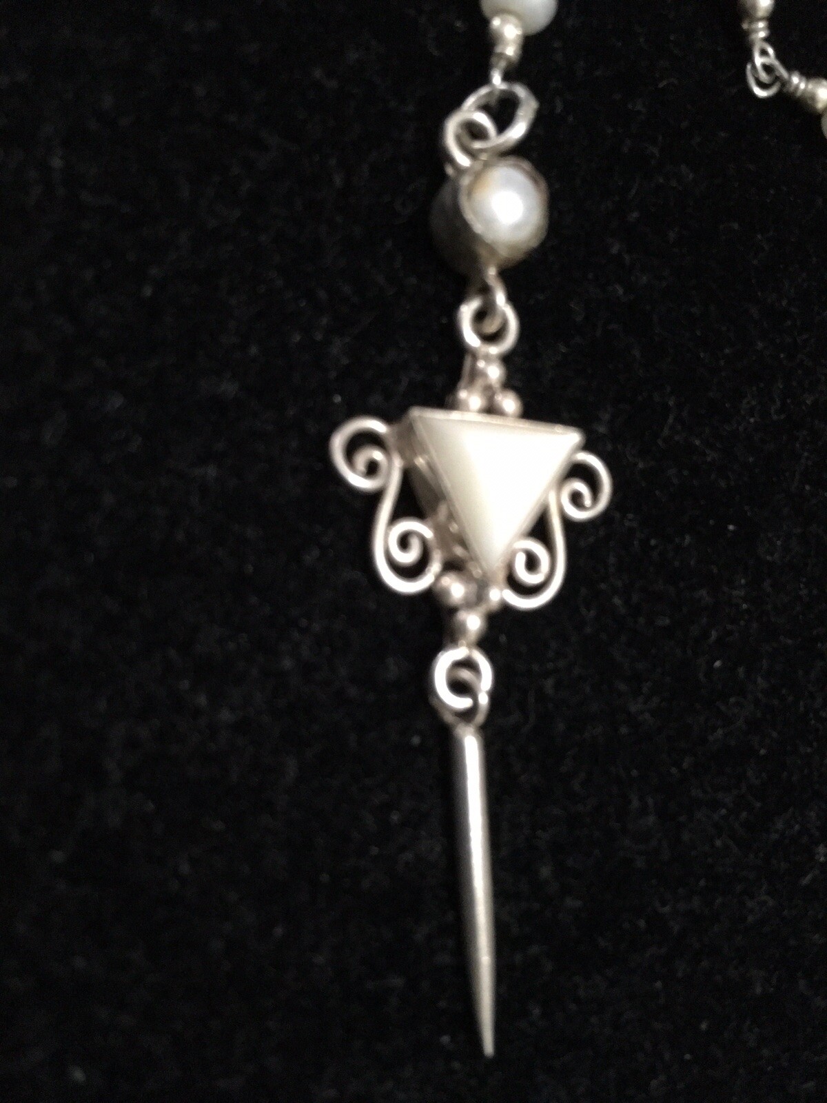 Vintage SAJEN Sterling Pearl Y-Drop Necklace