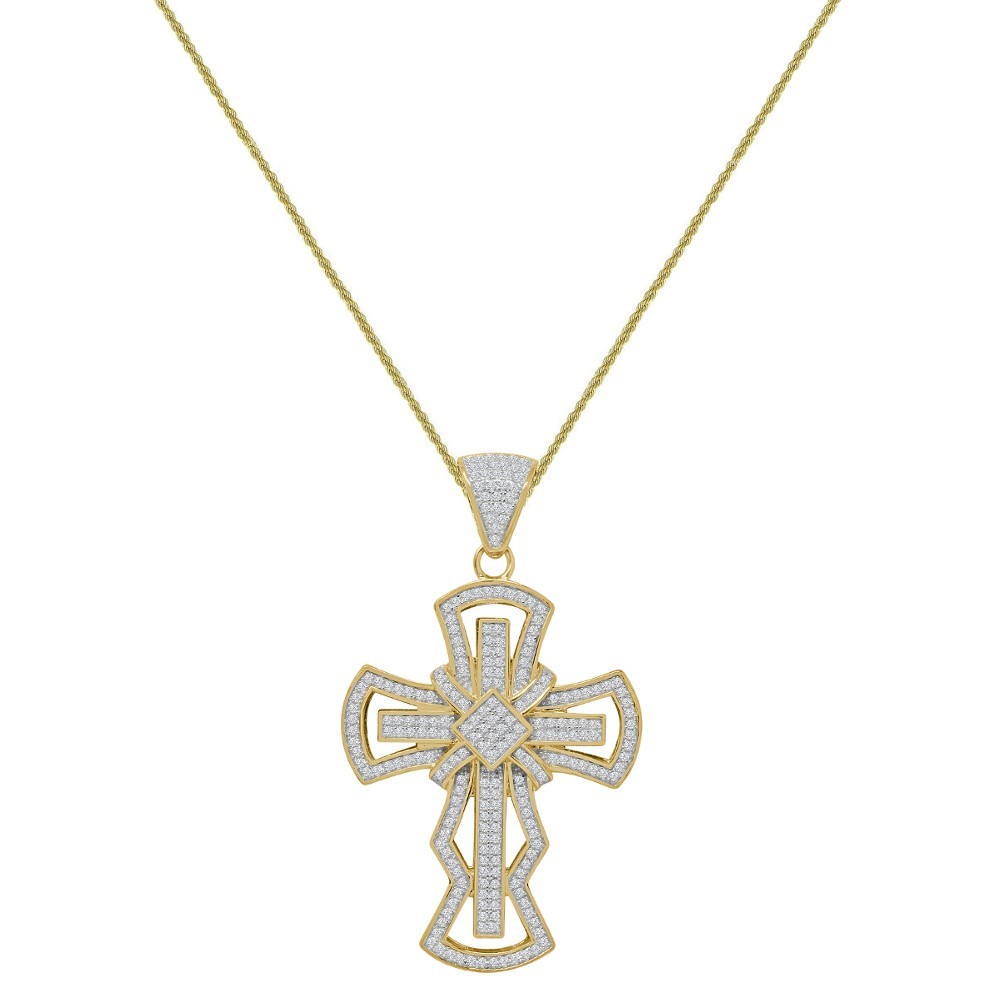 20+ Grams VVS1D 2.50 Ctw. Sterling Silver Jesus Cross Charm Pendant +Free Chain