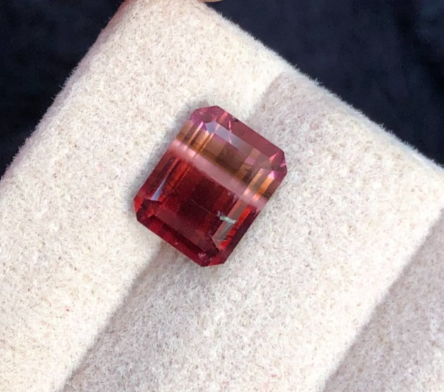 Emerald Cut Quad Color Natural Tourmaline Gemstone: 1.8 Carats