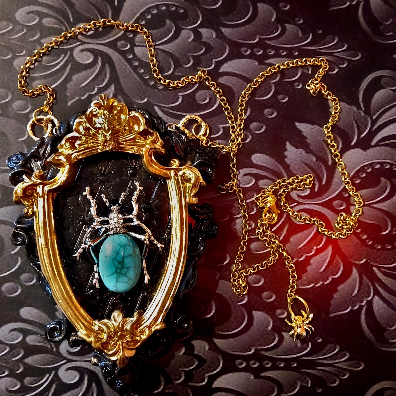 Necklace Vintage Luxury Pendant Jewelry Lucky Charms Bib Art Deco Liberty Spider