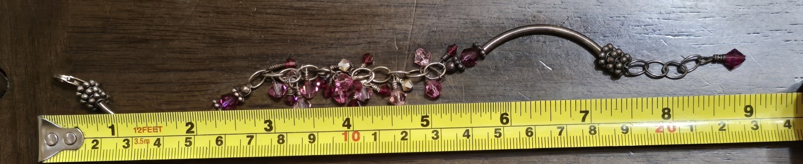 Bella Perlina Charm Bracelet 925 Sterling Silver, Pink, Red Translucent With Box