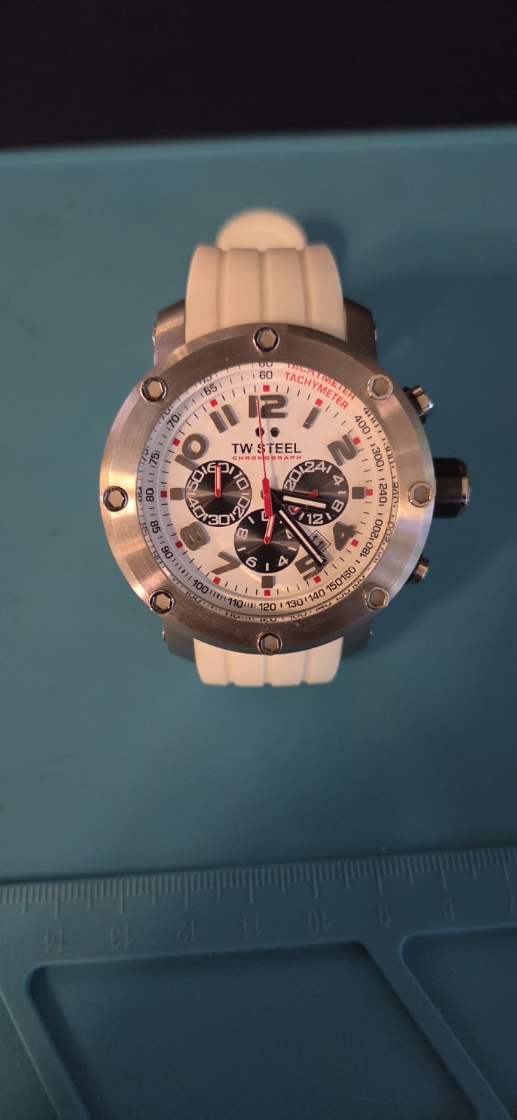 TW Steel Men’s Quartz Watch WHITE TW-122 with Rubber Strap RARE