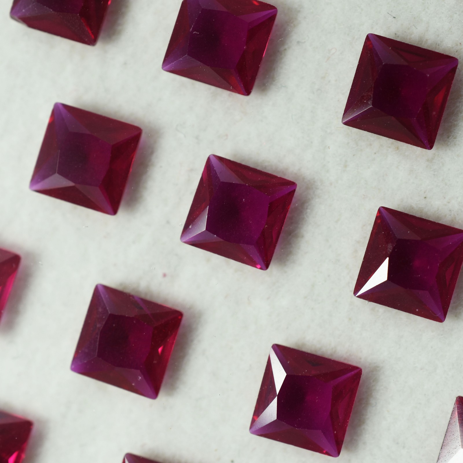 Fiery Red Ruby Loose Gemstone Natural and Untreated CERTIFIED 50 Pcs Square Cut