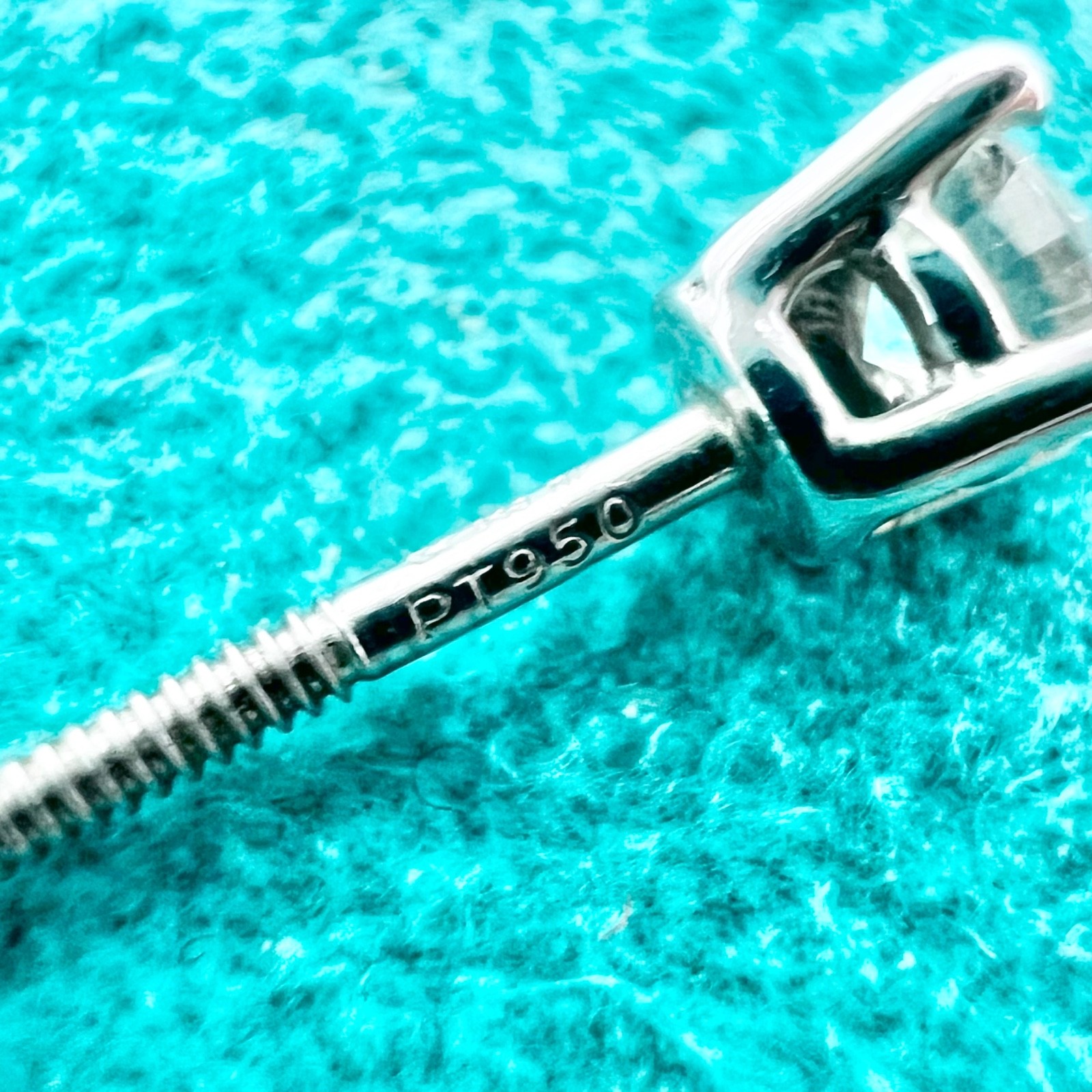 Authentic Tiffany & Co. PT950 Diamond solitare Stud Screw Earrings Near Mint