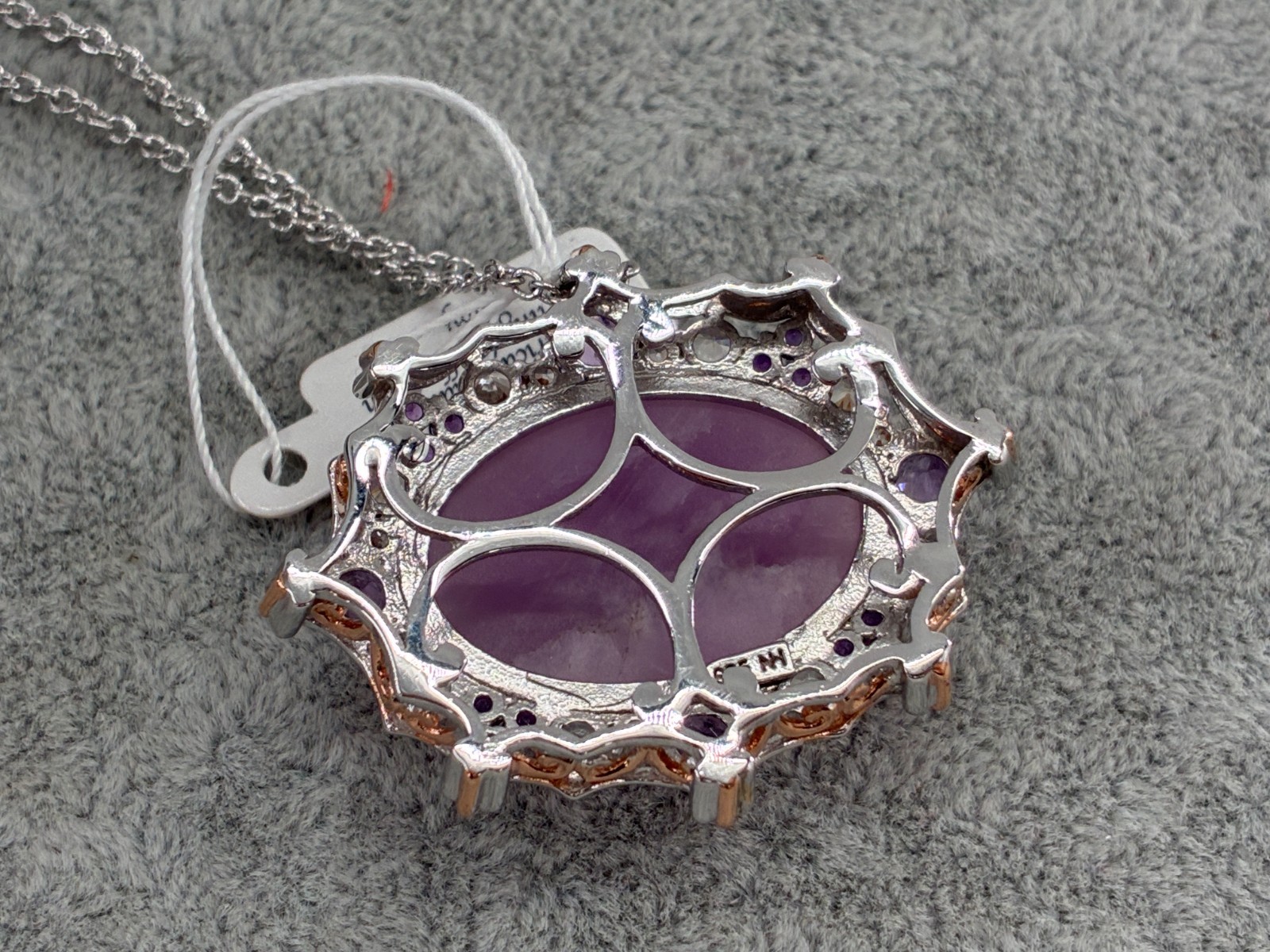 Michael Valitutti Gems en Vogue Kunzite Amethyst Silver Palladium Necklace HN925