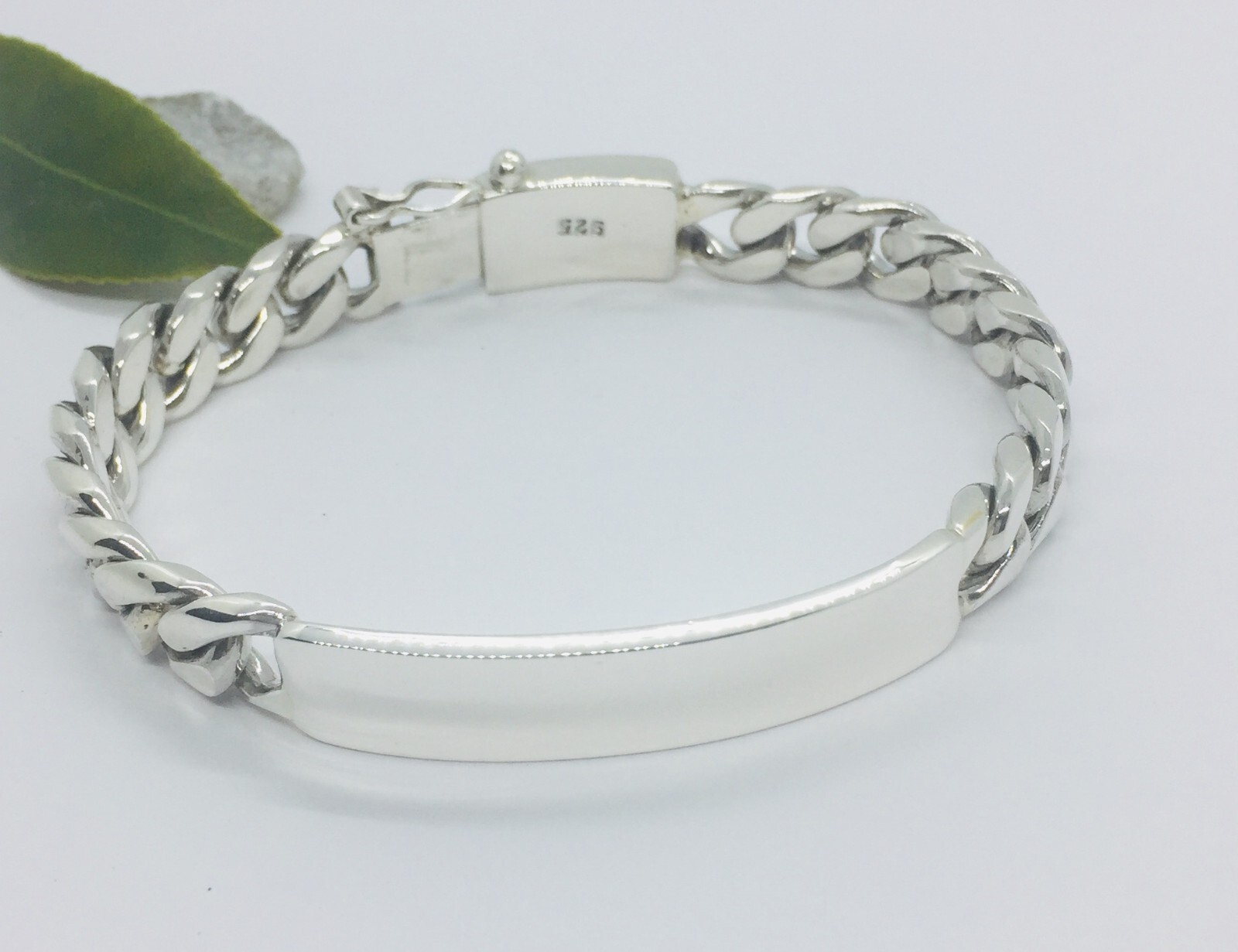 Men’s Bracelet 11mm 925 sterling silver handmade miami cuban link ID bracelet