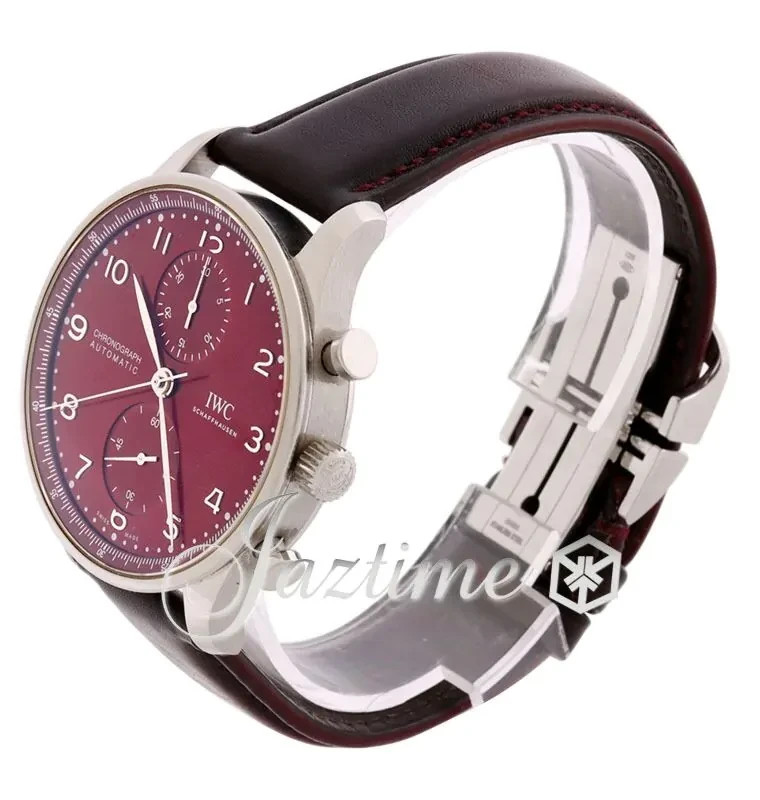 IWC Portugieser Chronograph IW371616 Stainless Steel 41mm Red Dial BOX PAPERS
