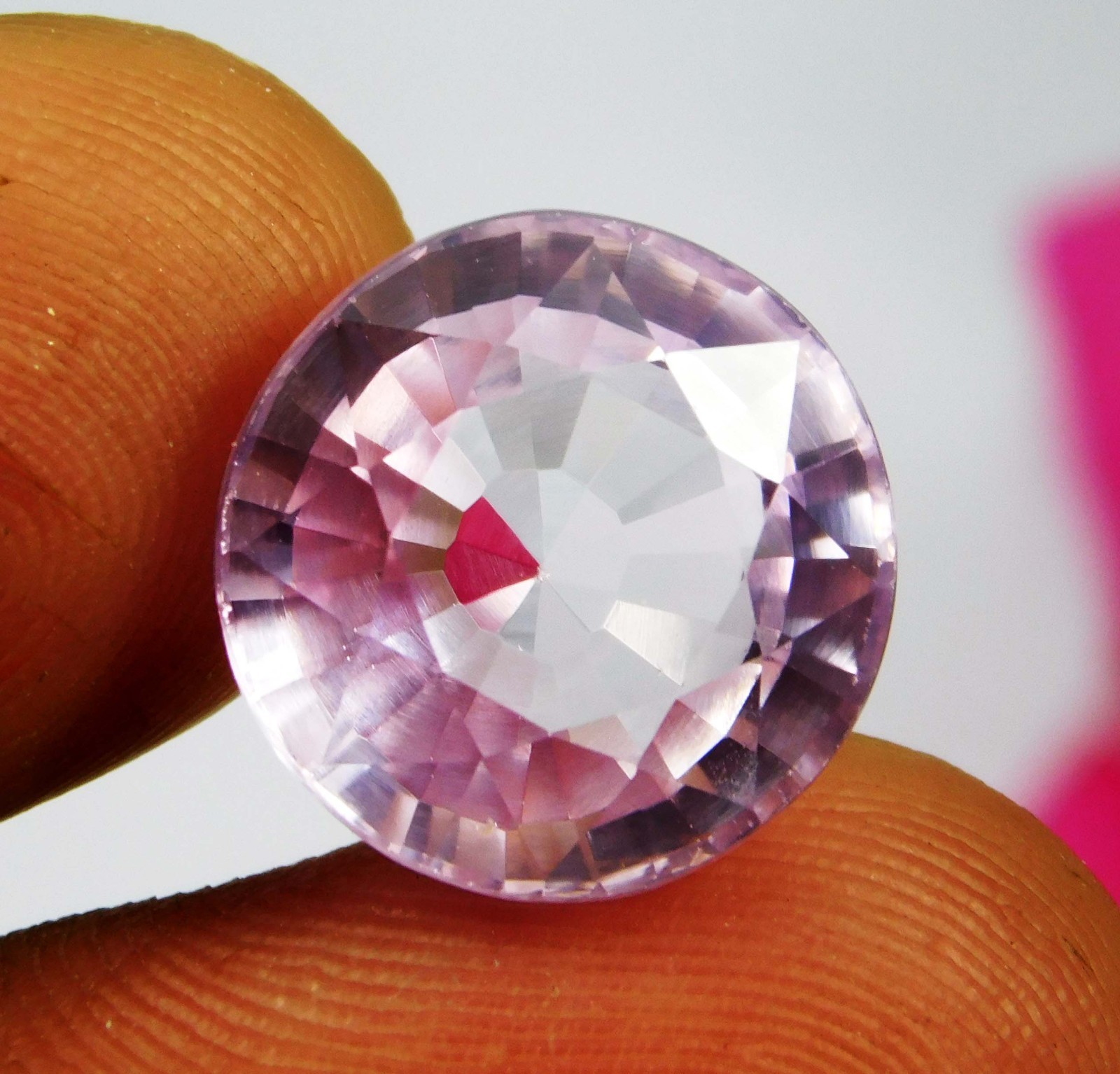 Certified 13.45 Ct Natural Pink Kunzite Round Brazilian Loose Gems 13.2×13.2mm