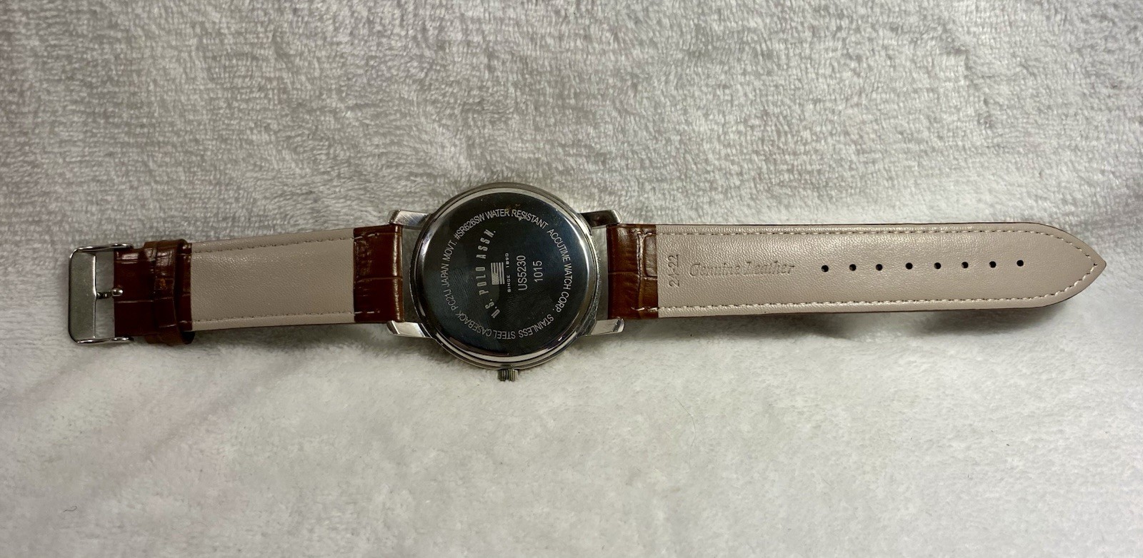 Men’s U.S. Polo Assn. Quartz Watch With Green Dial & New Leather Band & Crystal