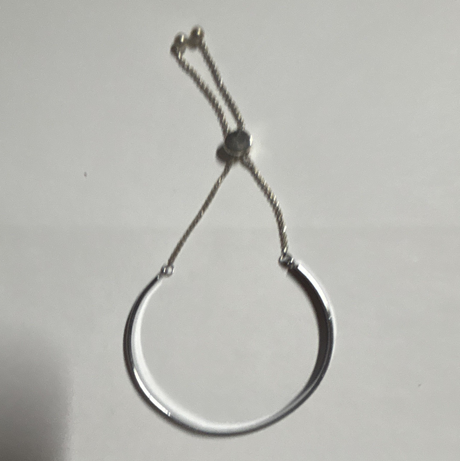 Silver Tone Metal Chain Bracelet, Adjustable Slide Closure, Circle, No Stone