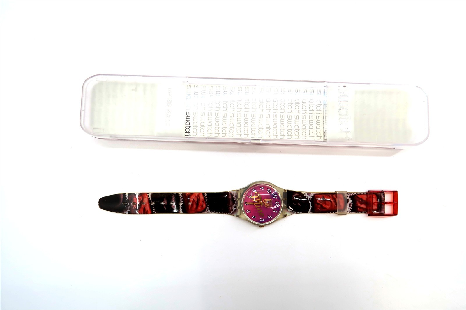 NEW Swatch Watch BE MINE GK291 with Case and Papers 1999 NOS Gents New Battery