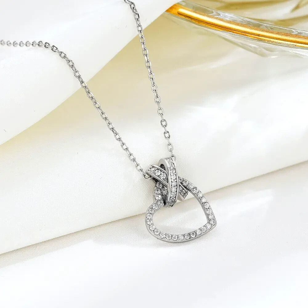 925 Sterling Silver Heart Pendant Necklace for Women 16 18 inch Chain