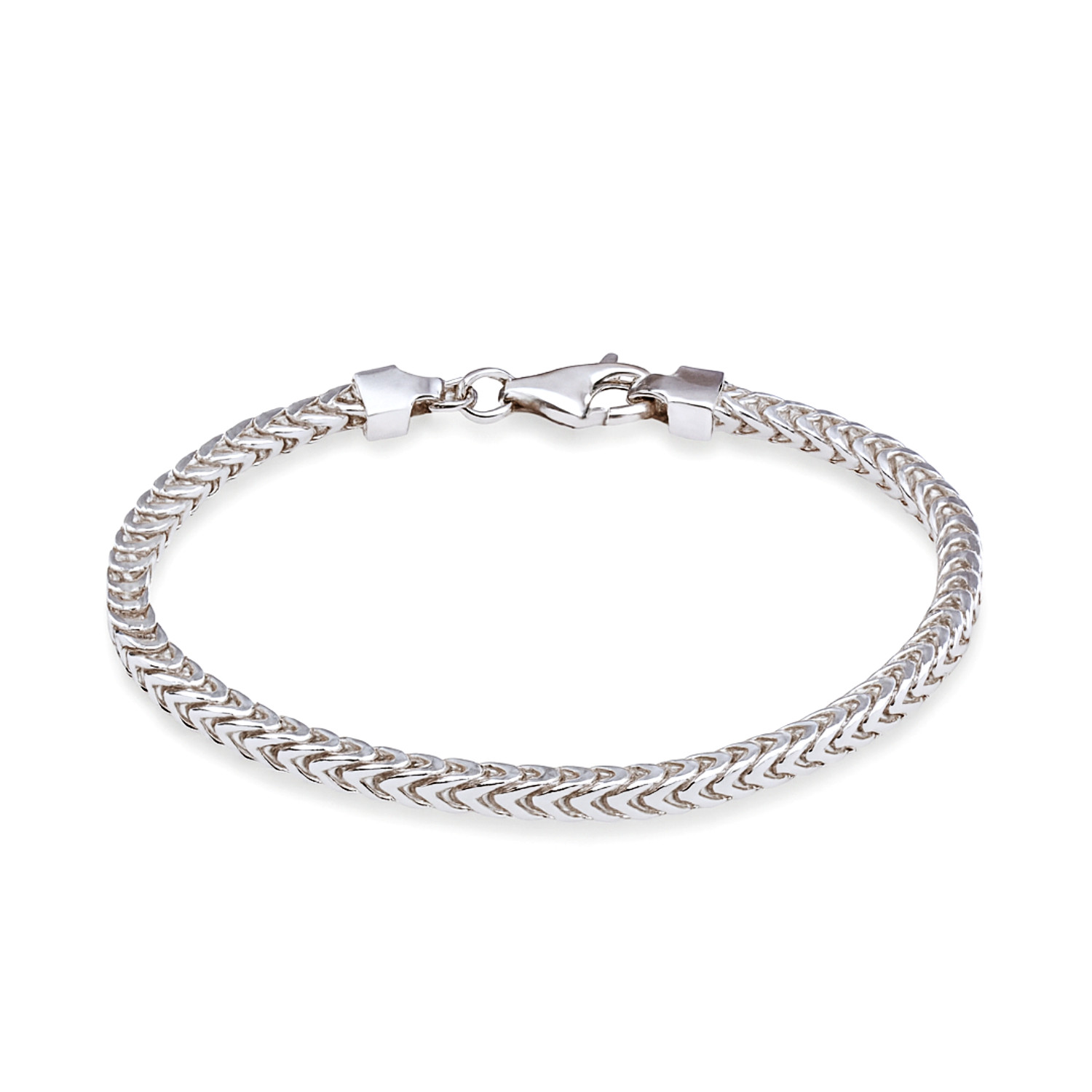 Solid 925 Sterling Silver 2mm 4mm Franco Chain Italian Bracelet 7.5″ 8″