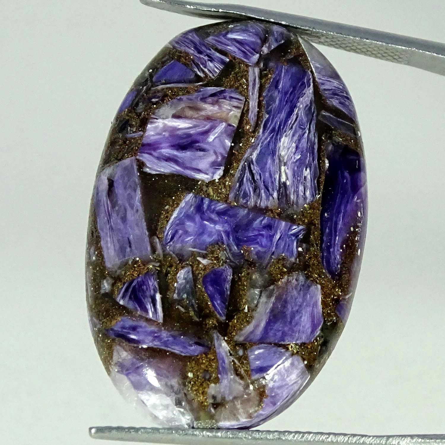 23.10Cts Lab-Created Copper Charoite Oval Cabochon Gemstone 20X31X5MM