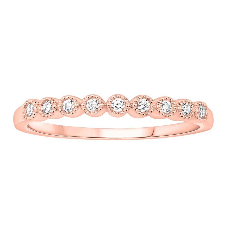 Ladies Stackable Band 0.11ct Natural Round Diamond 10k Rose Gold
