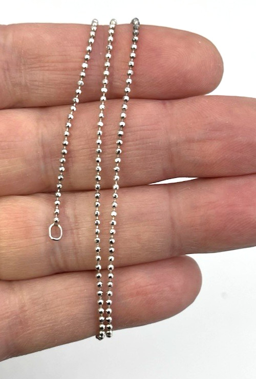 Vtg PETITE Solid Sterling Silver 925 mini micro bead ball 18 ” NECKLACE Italy
