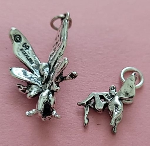 Sterling Silver Fairy Flying Poised or Fairy Dainty Choose Charm Pendant 925 USA