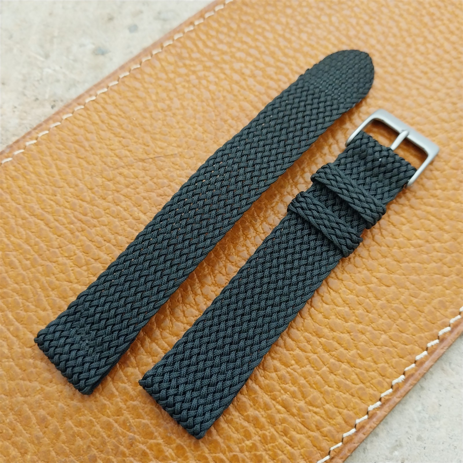 Vintage 16mm Braided Perlon 2-Piece Swiss 1960s Unused Field Watch Strap