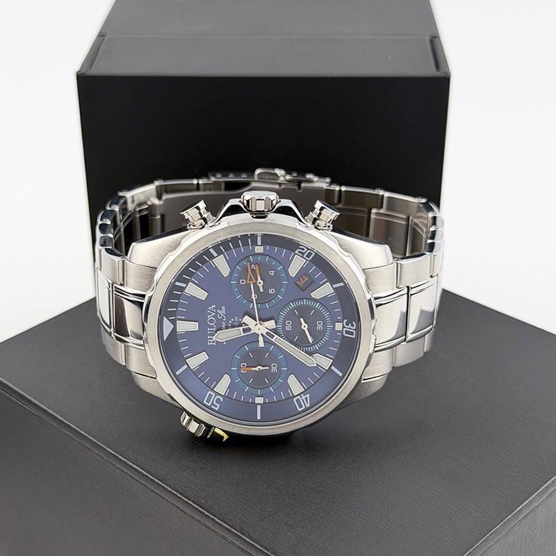 Bulova Marine Star Men’s New Blue Dial Quartz Chronograph Watch 43MM 96B256