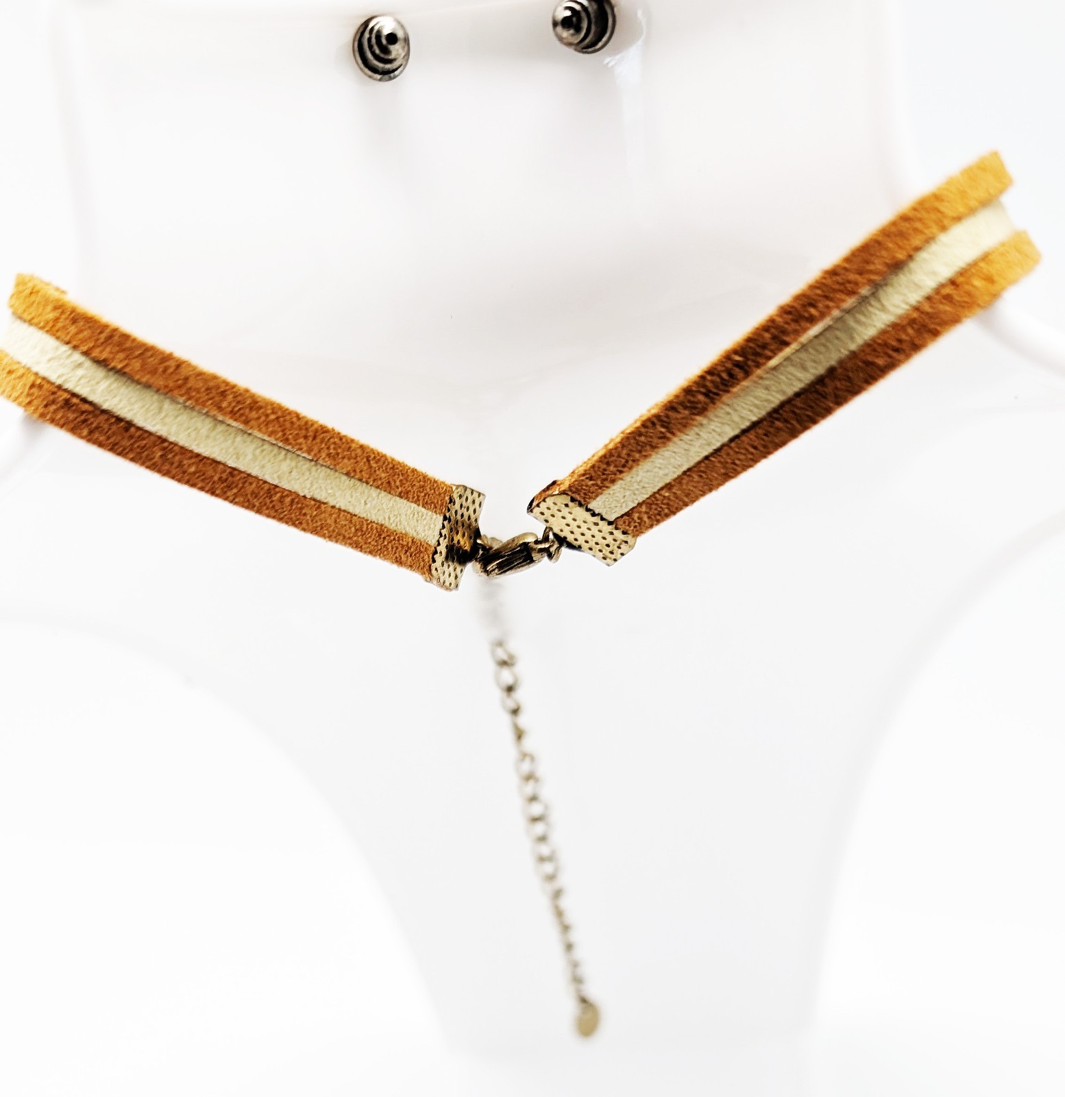 DESIGNER INSPIRED BROWN TAN CRYSTAL BUTTERFLY SLIDER CHARM CHOKER JEWELRY SET