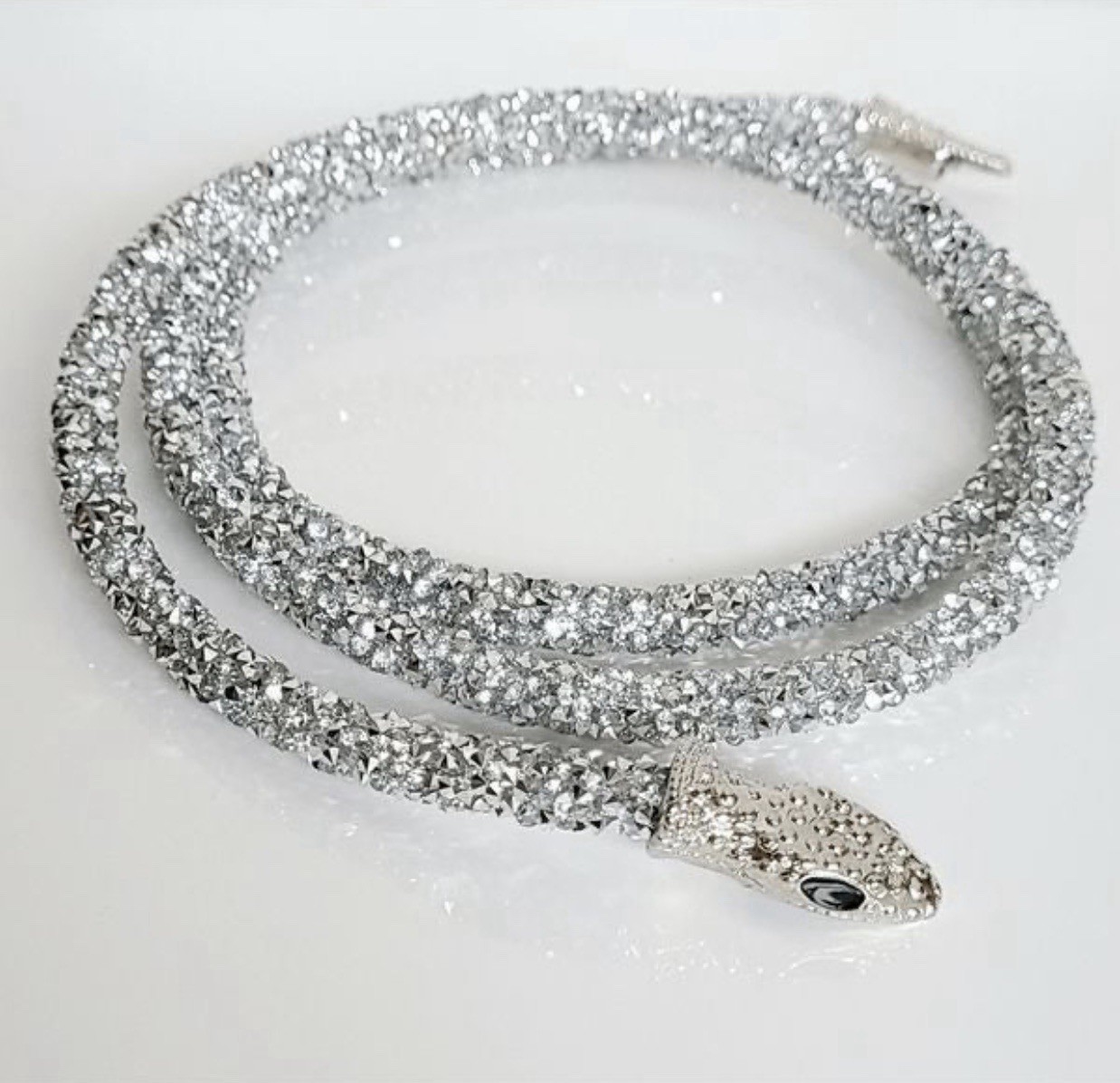Sparkling Snake Necklace Bendable Silver Bling Statement Open Choker NEW S1 ￼