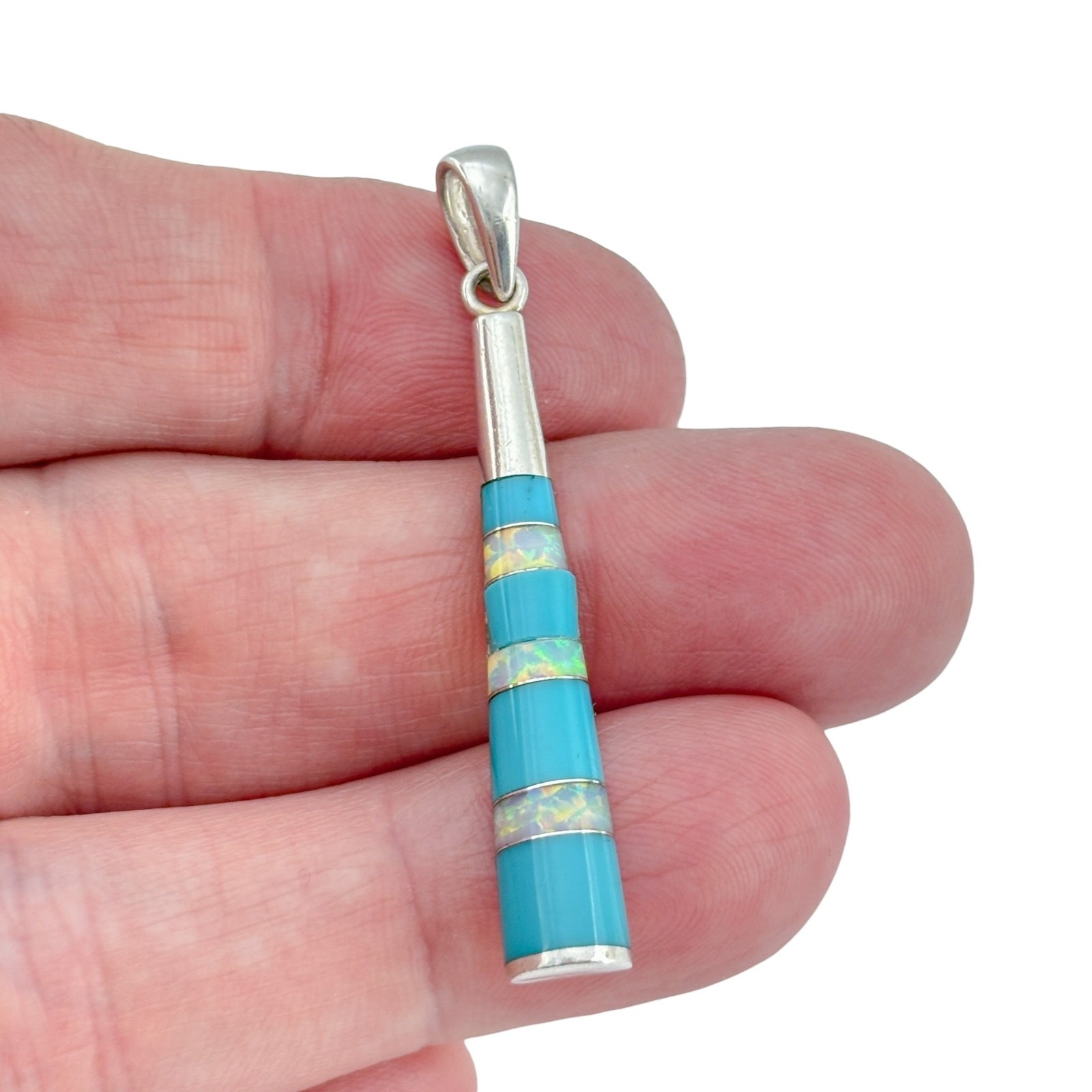 Vintage Sterling Silver 925 Turquoise Opal Pendant