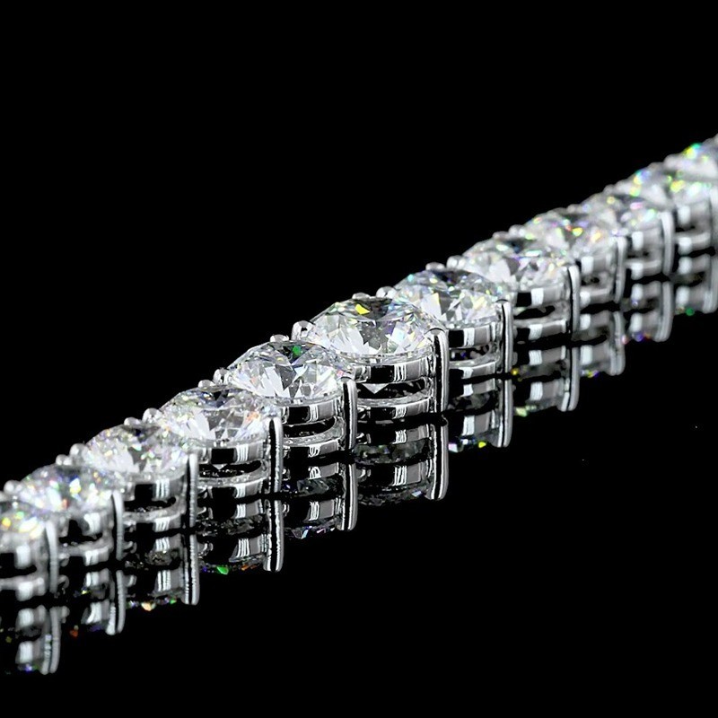 17.0 CTW Round Cut VVCS1 Moissanite Tennis Necklace In 14k White Gold Plated