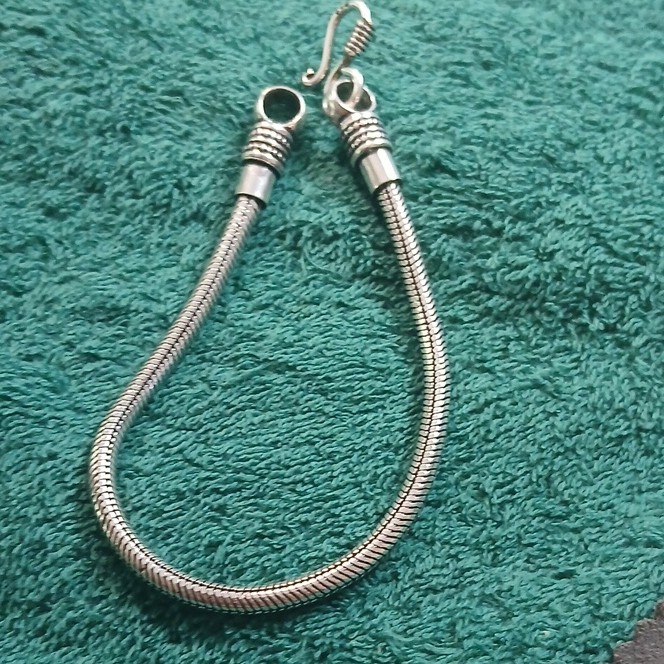 Handmade in India 9in snake chain S Hook solid 925 bracelet 26g weight 9in