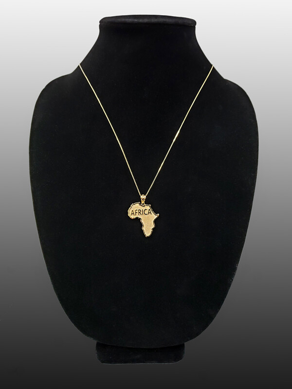 Africa Map Yellow Gold Pendant Necklace