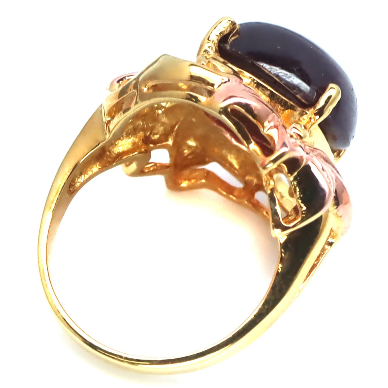 925 Silver 13x15MM. Red Ruby (9.05ct.) Two Tone Birthstone Jewelry Ring Size 7.5
