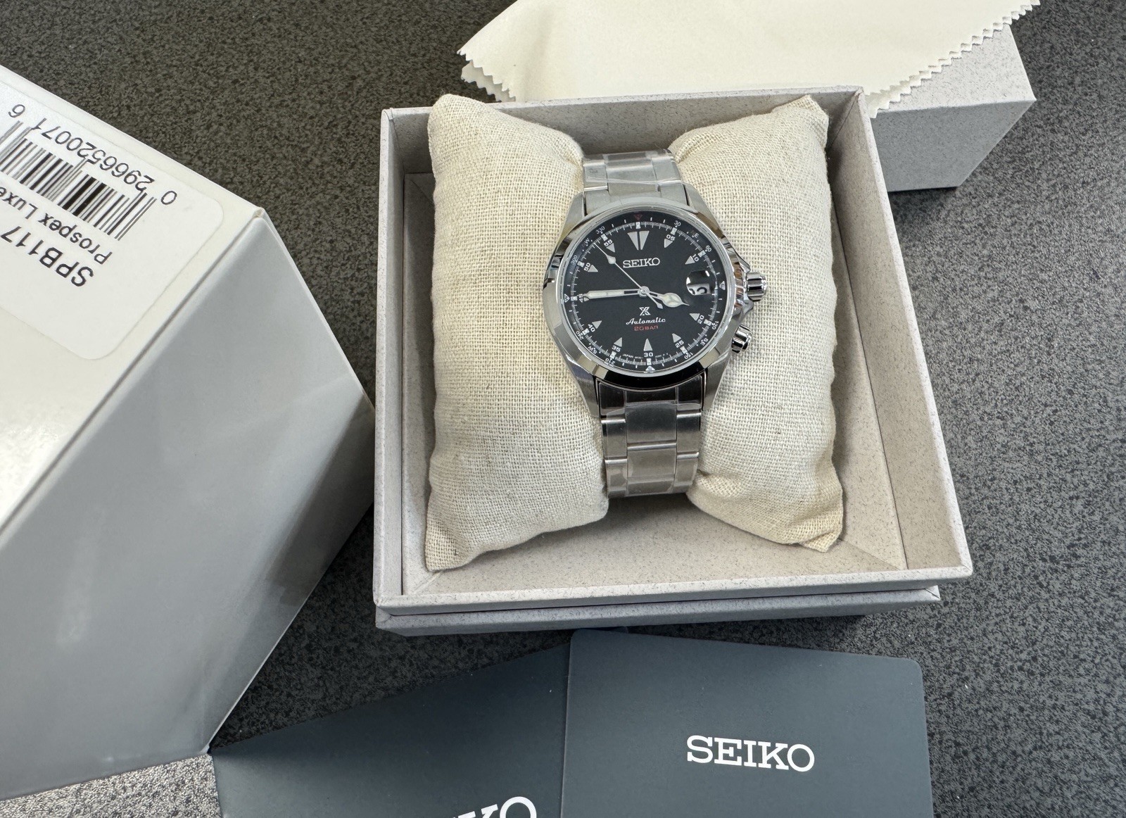 Seiko Prospex Alpinist Black Dial Steel Bracelet Watch SPB117 New With Tag Japan