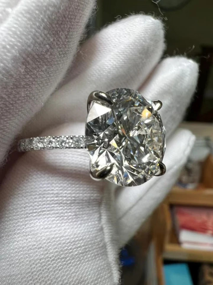IGI Certified Diamond Ring Round Cut 14k White Gold Lab Grown 5.3 Ct VVS E F